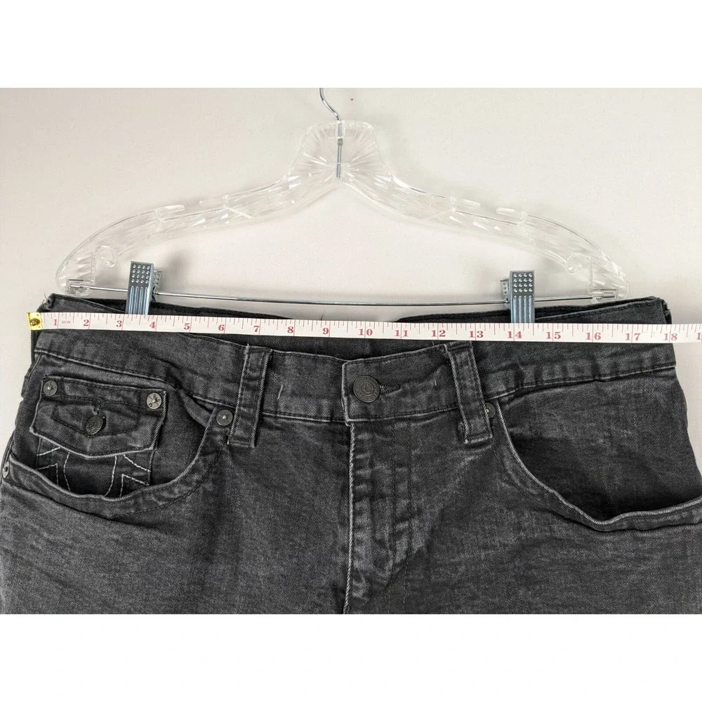True Religion Rocco Relaxed Skinny Jeans Mens 38 Black Faded Flap‎ Pocket Denim